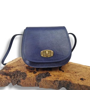 Genuine Italian Leather Cross body Bag | Navy Blue Leather Shoulder Bag | Navy Leather Bag
