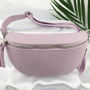 Lilac Italian Leather Hip Bag / Bum Bag