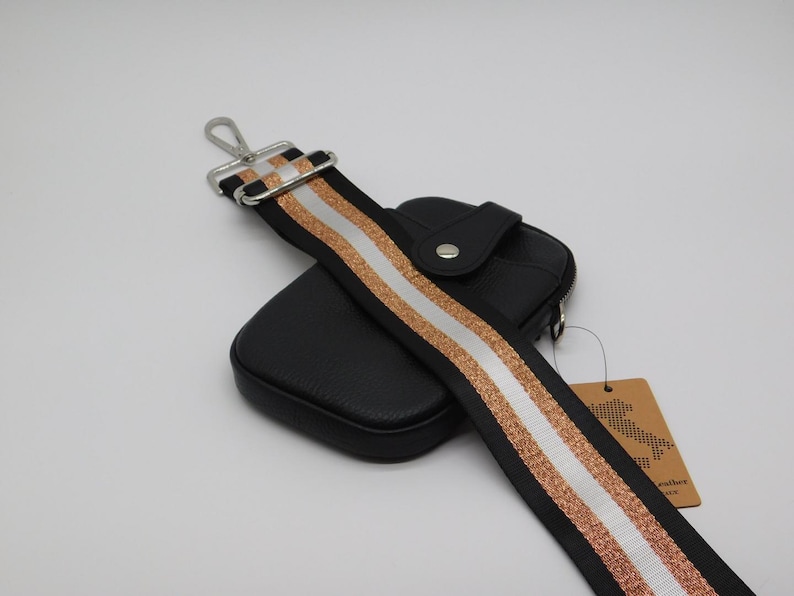 Bolso/bolsa de cuero negro para teléfono móvil, cruzado al hombro. Black Champagne