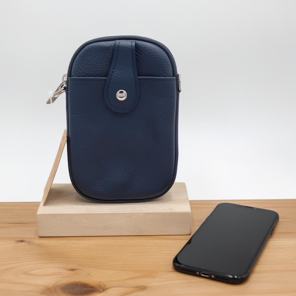 Navy Blue Crossbody Leather Phone Bag/pouch - Etsy