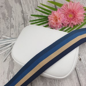 Sara White Leather Cross body Bag. Genuine Italian Pebbled Leather. Oceans bag strap.