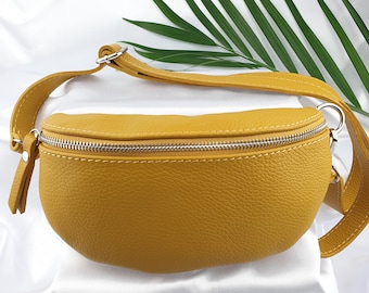 Mustard Yellow Italian Leather Hip Bag | Bum Bag | Women's Leather Crossbody Bag | Bum Bag | Fanny Pack