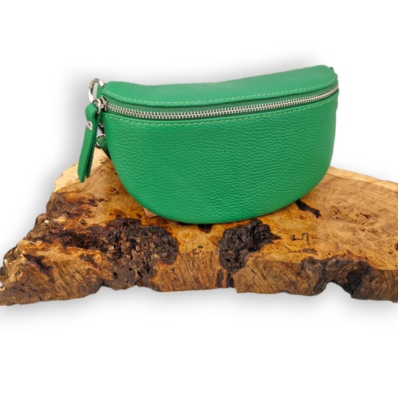 Green Italian Leather Hip Bag Bum Bag Women s Leather Crossbody Bag Bum Bag Fanny Pack Etsy Ireland