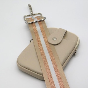 Sac/pochette en cuir crème à bandoulière pour téléphone Champagne Striped