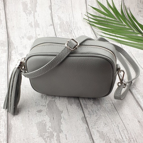 Genuine Italian Leather Cross body Bag | Genuine Italian Pebbled Leather.