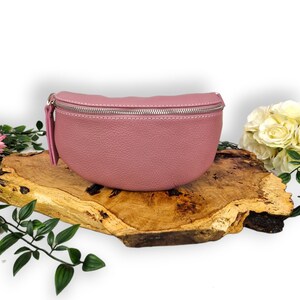Sac banane en cuir italien rose | Sac banane | Sac à bandoulière en cuir pour femme | Sac banane | Sac banane
