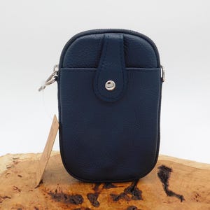 Navy Blue Crossbody Leather Phone Bag/Pouch