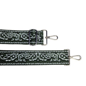 Olive Green Paisley Pattern Bag Strap | Detachable Bag Strap | Handbag Strap | Attachable Shoulder Strap for Handbag | Replacement Bag Strap