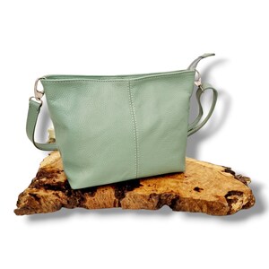 Sage Grüne Leder Umhängetasche | Echtleder Handtasche | Echtes italienisches Leder | Farbe Leder | Salbeigrüne Große Lederhandtasche
