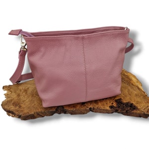 Blush Dusky Pink Leather Shoulder Bag | Genuine Leather Handbag | Genuine Italian Leather |Pebbled Leather | Cream Large Leather Handbag.