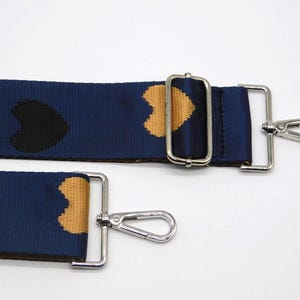Navy Heart Pattern Bag Strap: Adjustable Handbag Shoulder Strap