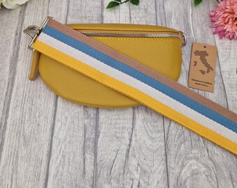 Mustard Yellow Italian Leather Bum Bag: Women's Crossbody Fanny