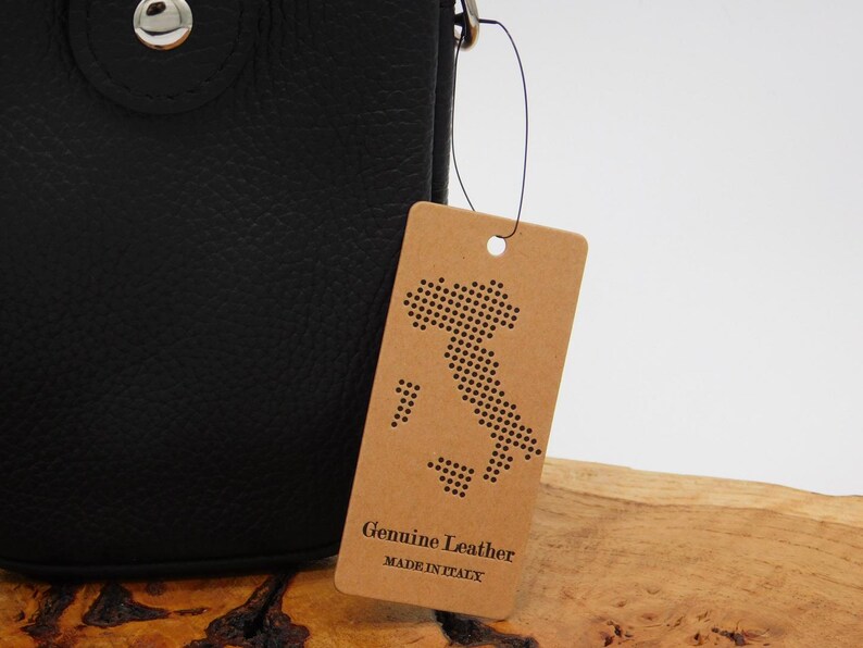Bolso/bolsa de cuero negro para teléfono móvil, cruzado al hombro. imagen 4