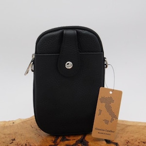 Black Crossbody Leather Phone Bag/Pouch
