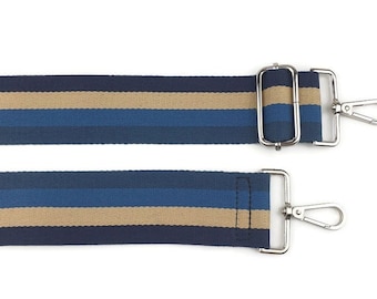 Striped Bag Strap: Shades of Ocean, Adjustable Replacement Strap