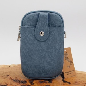 Blue Crossbody Leather Phone Bag/Pouch Leather Crossbody Phone Bag, Genuine Leather Iphone Purse, Shoulder Phone Wallet, Travel Purse.