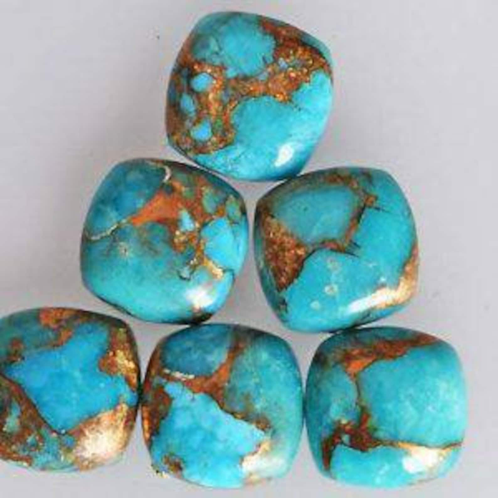 Natural Blue Copper Turquoise Cabochon Square Shape Blue Etsy