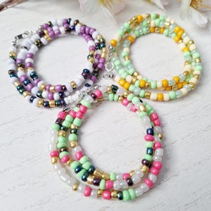 Colorful Beaded Necklace Handmade Beaded Chain Multicolored Necklace Bohemian Necklace Unique Beaded Choker Statement Necklace