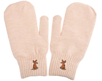 Moomin Handschuhe - Beige Schnüffelhandschuhe für Erwachsene - Super weicher Fleece innen