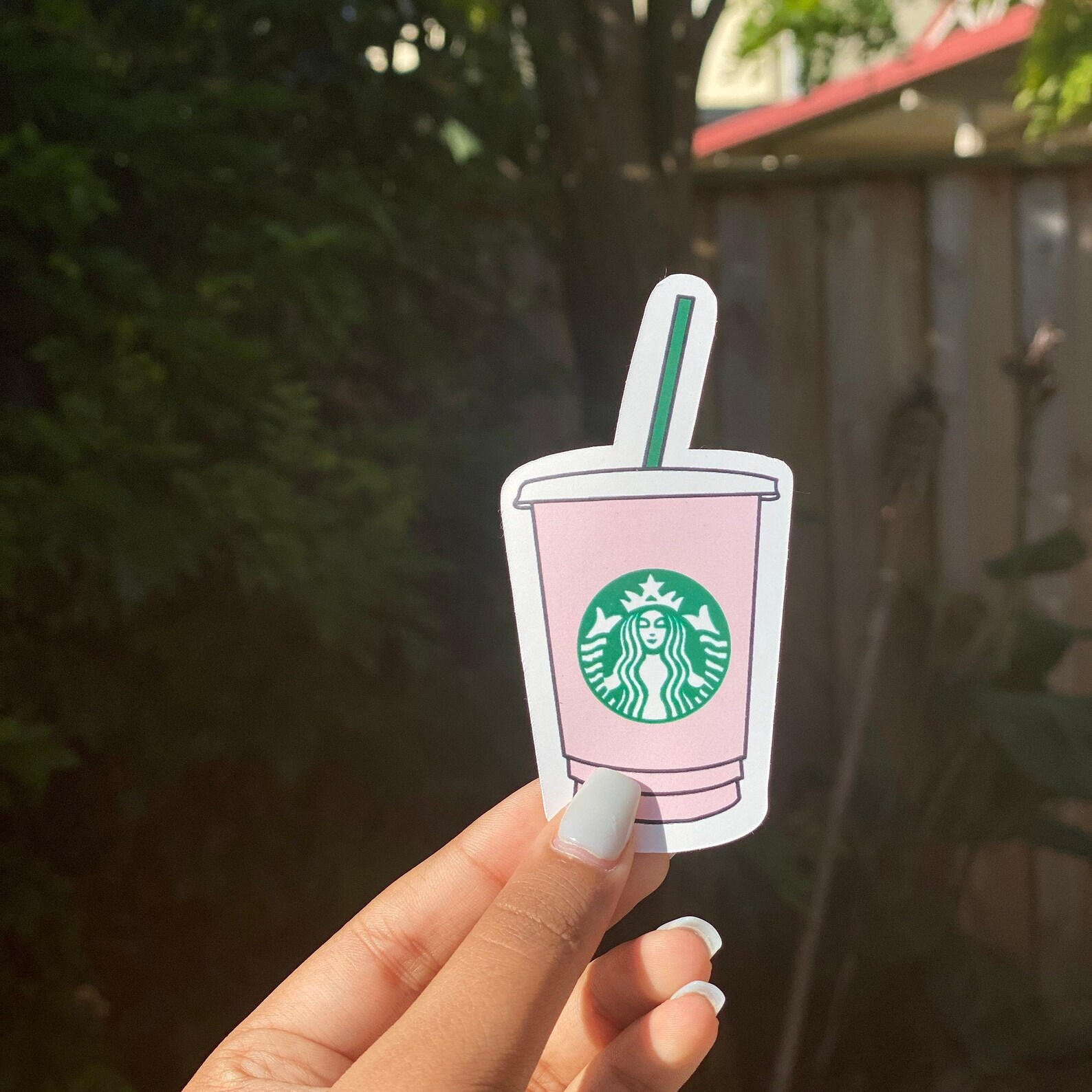Pink starbucks sticker aesthetic sticker vinyl sticker Etsy