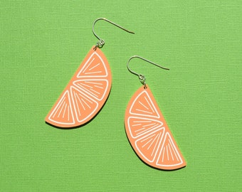 Pastel Orange Citrus Halves Acrylic Earrings