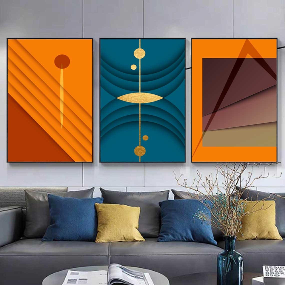 Set of 3 Printable Art Navy Blue Wall Art Watercolor Etsy