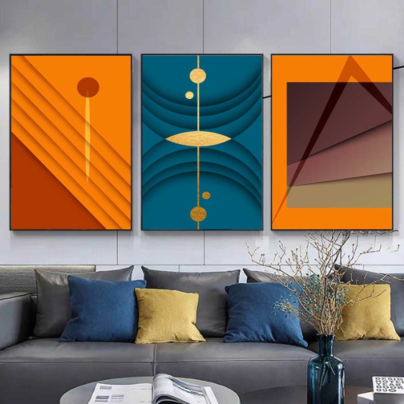 Set of 3 Printable Art Navy Blue Wall Art Watercolor Etsy