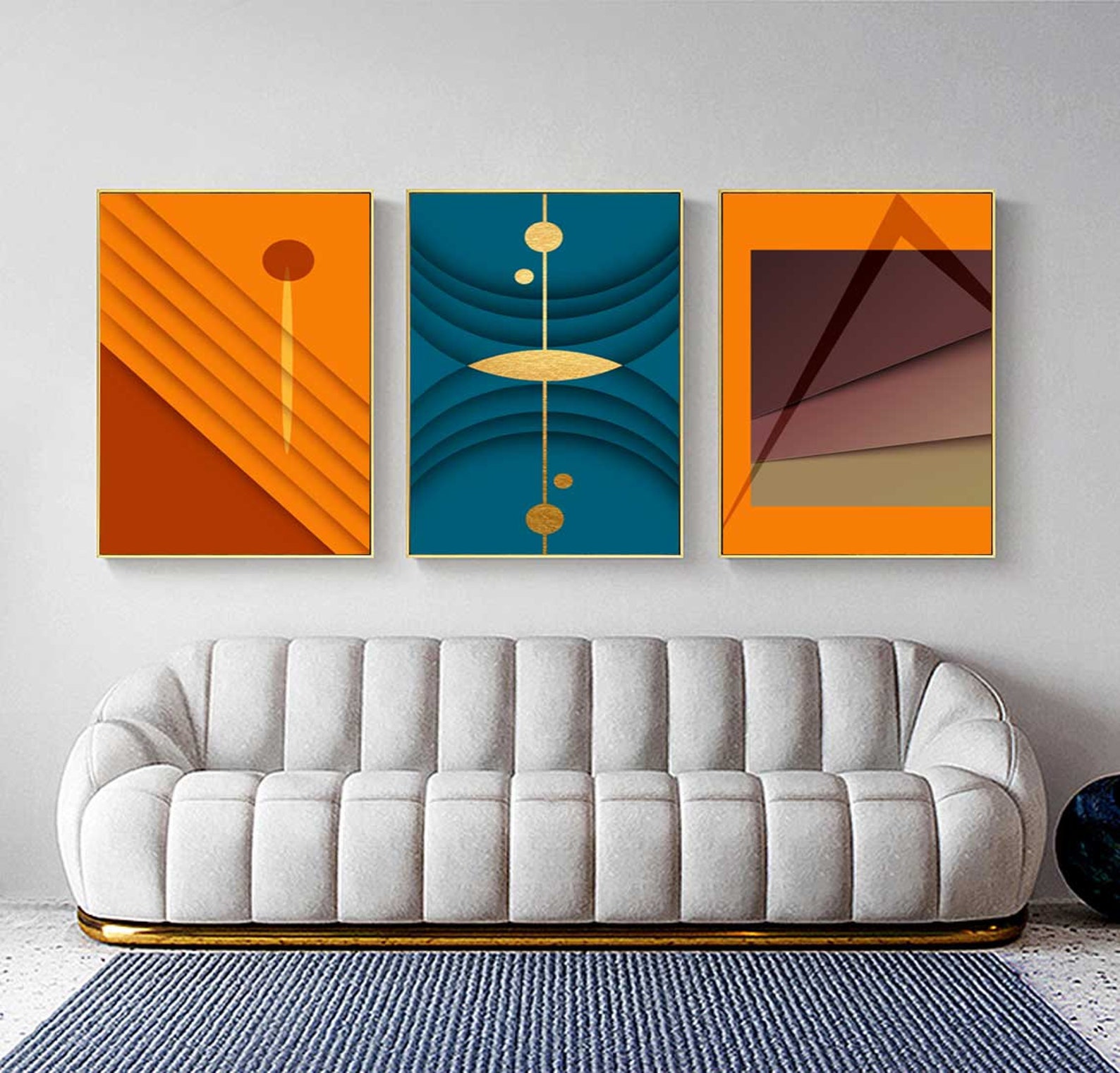 Set of 3 Printable Art Navy Blue Wall Art Watercolor Etsy