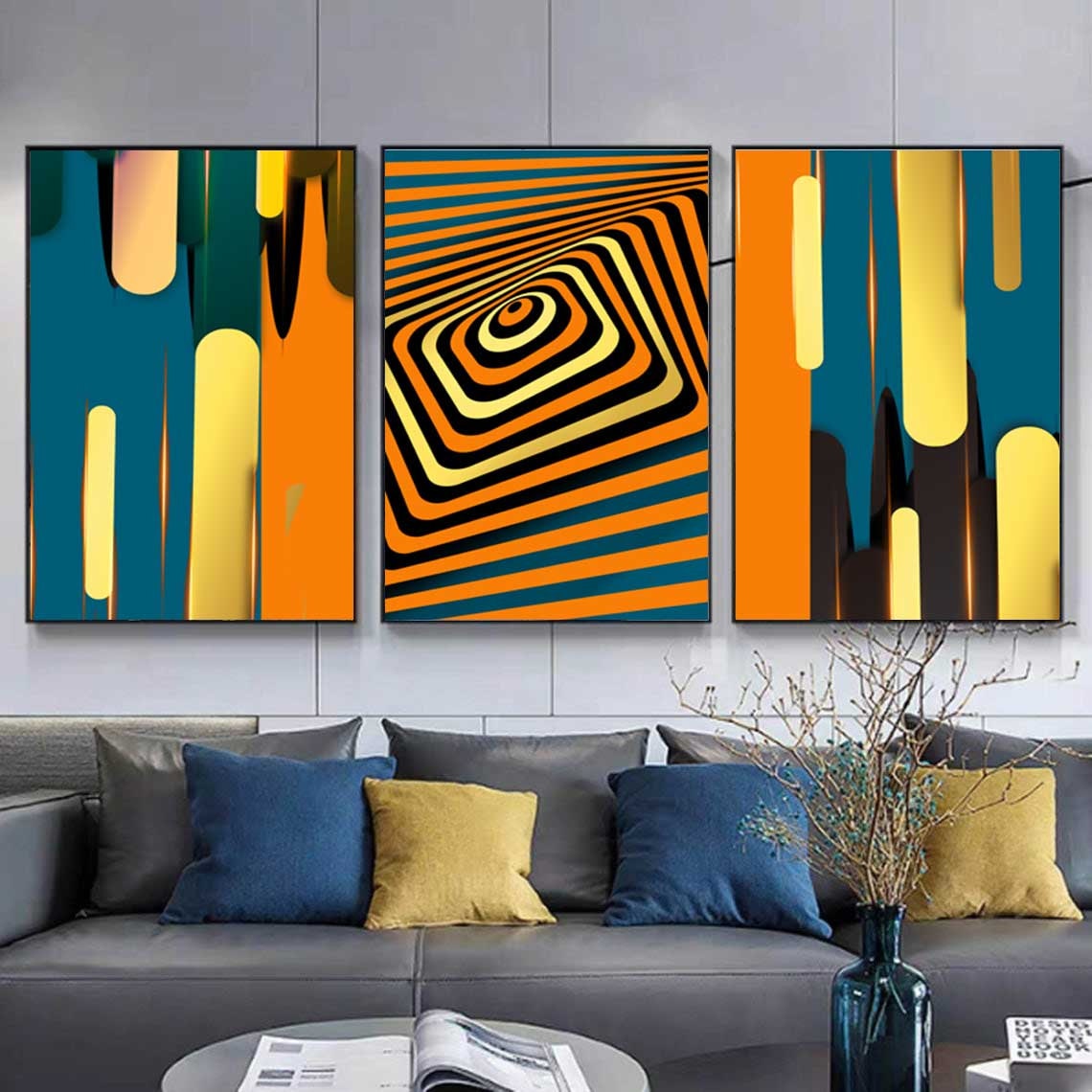 Abstract Color Block Wall Art Set of 3 Home Decor Digital - Etsy