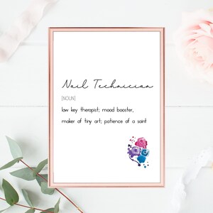 Nail Technician Definition | Digital Download | Beauty Salon Decor | Perfect Nail Tech Christmas Gift