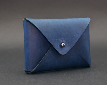 Leather Envelope Card Holder: Natural Leather Coin Purse