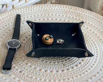 Leather valet tray | Desk organizer tray | Home Decor