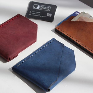Custodia per carte in pelle sottile, portafoglio per carte di credito tascabile anteriore per uomo, portafoglio minimalista sottile per tutti i giorni