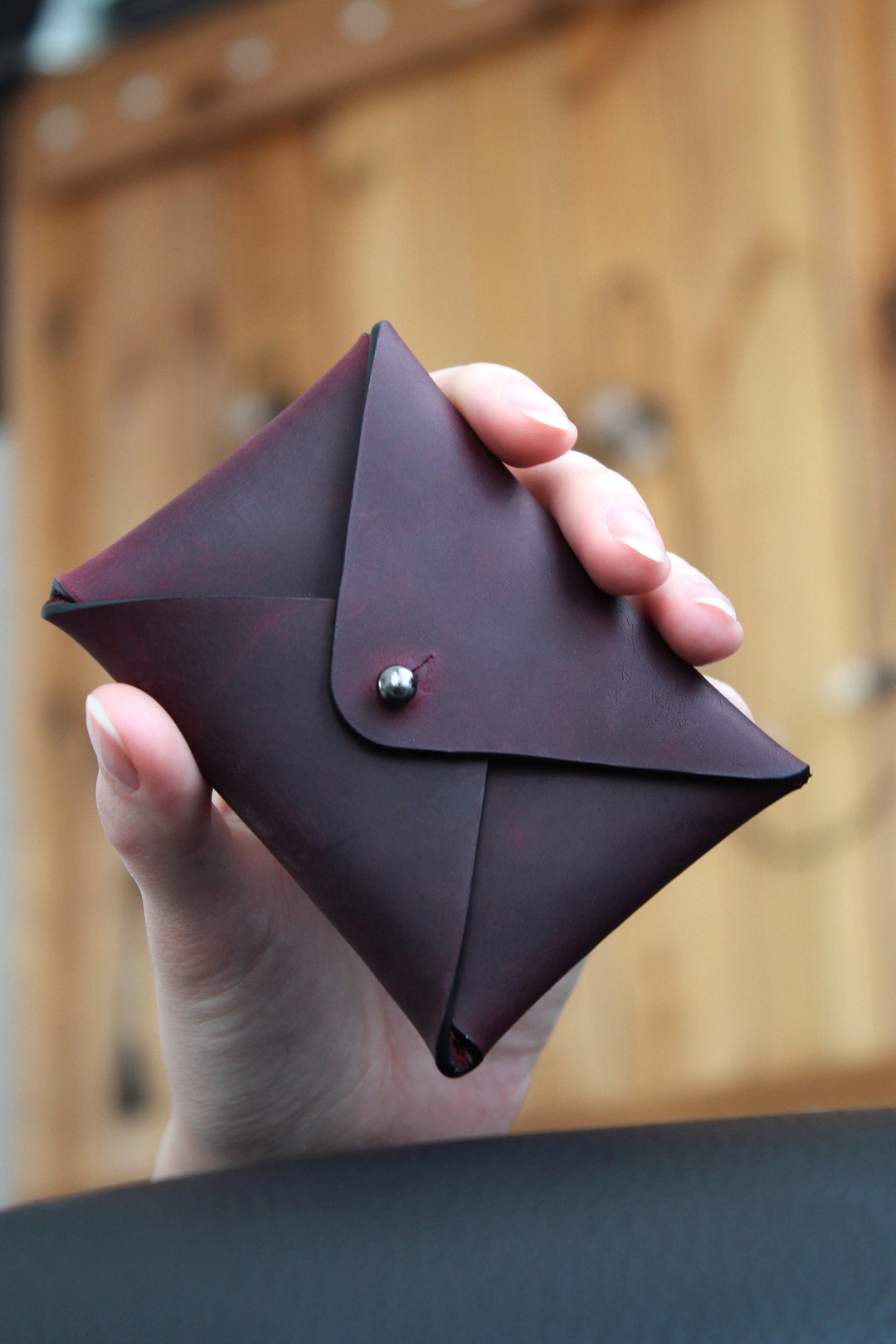 Leather Envelope Card Holder, Business Card Case, Natural Leather Coin