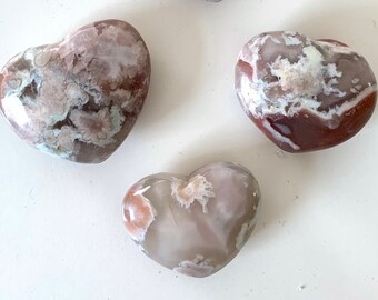 Flower Agate  High Quality Hearts | Sakura Agate Hearts | Cherry Blossom Agate Hearts