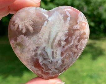Flower Agate  High Quality Hearts | Sakura Agate Hearts | Cherry Blossom Agate Hearts