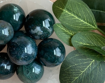 Mini esferas de ágata musgosa / Ágata musgosa de alta calidad / Calcedonia