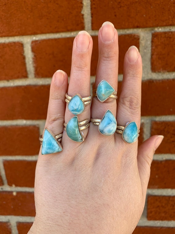 Larimar Rings Sterling Silver 0.925 | Adjustable … - image 3