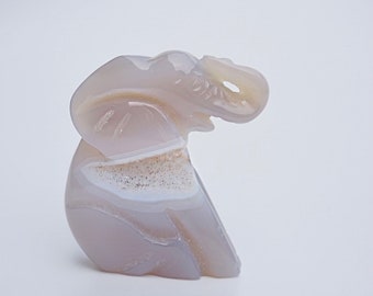 Elefantes de ágata drusa / Tallados de elefantes de cristal / Elefantes de ágata