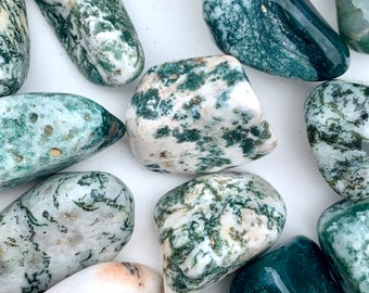 Piedras pulidas de ágata musgosa: cristales curativos para el chakra del corazón