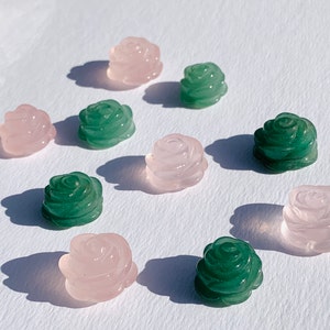 Rose Quartz Rose Minis | Green Aventurine Rose Minis