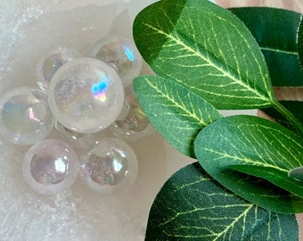 Miniesferas de cuarzo transparente Angel Aura: cristales decorativos iridiscentes