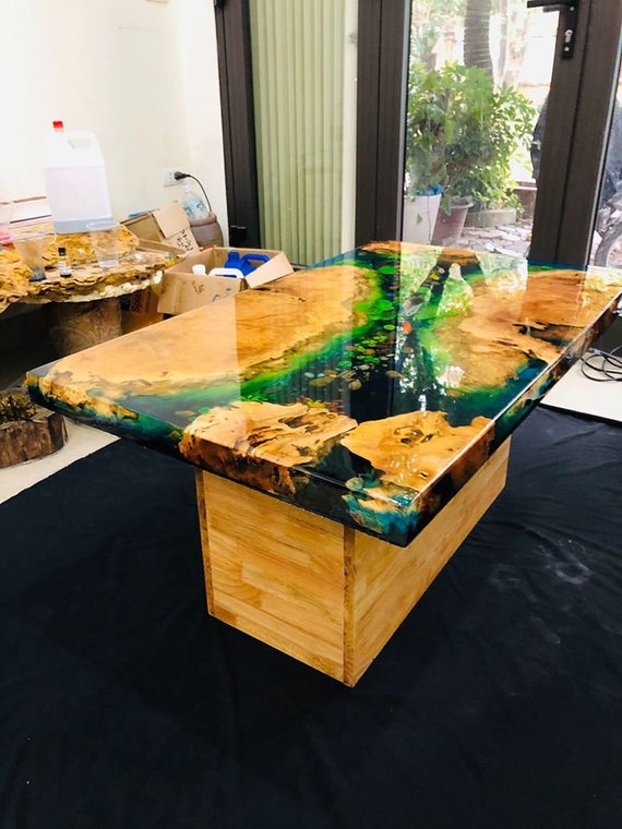 Custom Koi Fish Stream Rectangle Epoxy Table Top Resin Marble Etsy