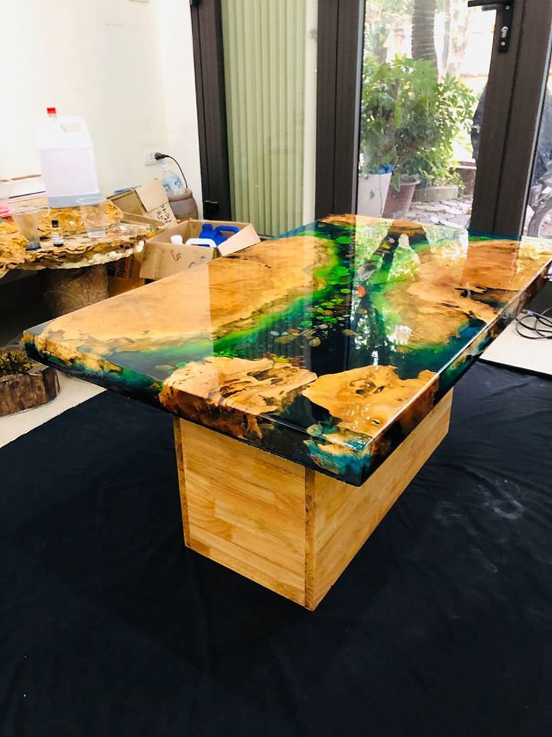 Live Edge Countertop Epoxy, Wood And Resin River countertop