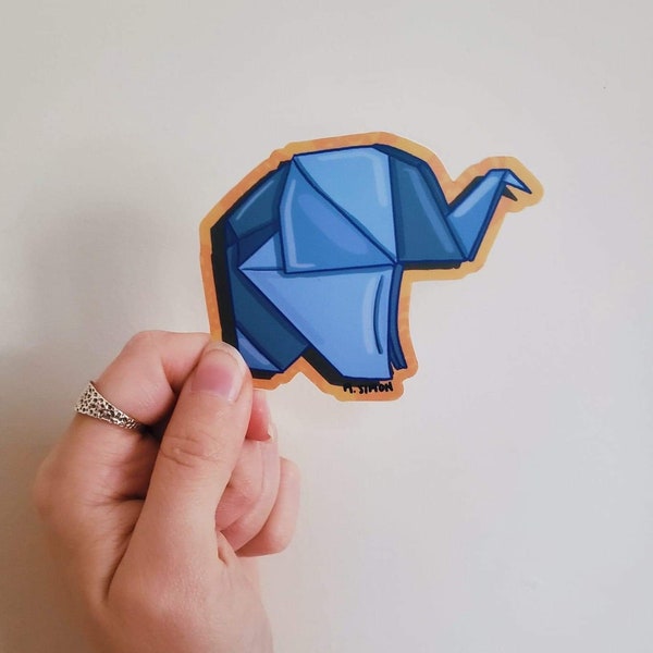 Origami Elephant Sticker • Laptop Decal • Handmade Stickers • Vinyl Sticker • DoodleAllDayy