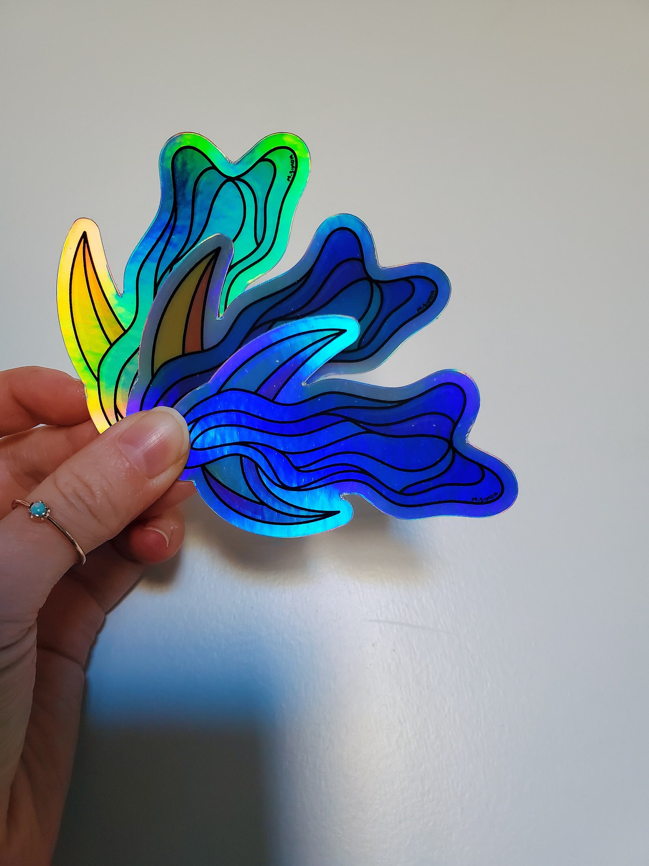 Holographic Moon Sticker Doodlealldayy Laptop Decal Handmade Vinyl