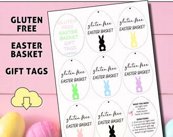 PRINTABLE Gluten Free Easter Basket Tag, Easter Gift Tags, Easter Tags, Gluten Free Kids Easter, Allergy Easter Basket, Easter Basket Kids