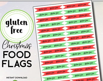 PRINTABLE Gluten Free Food Flags, Gluten Free Christmas, Gluten Free Baking, Allergy Flag, Celiac Food Pick, Coeliac Baking, Toothpick Flags