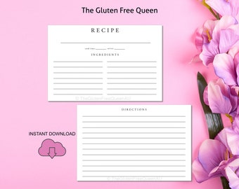PRINTABLE Recipe Card, Blank Recipe Card, Digital Recipe Sheet, Downloadable Recipe Card, Handwritten Recipe Card, 4&quot; x 6&quot; Recipe Download