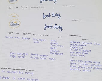 Food Diary And Symptom Tracker for Coeliacs, Dietitian Resource, Food Log, Symptom Log, Food Journal, Coeliac Resource, Gluten Free Resource